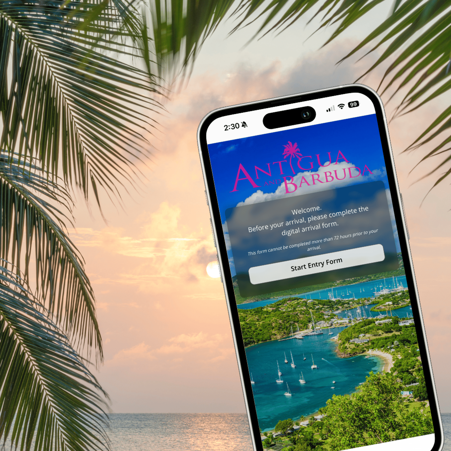 ArriveAntigua Portal on mobile device
